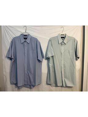 Lot of 2 Barrington Men's Short Sleeve Button Down Dress Shirts Size XL / 17.5